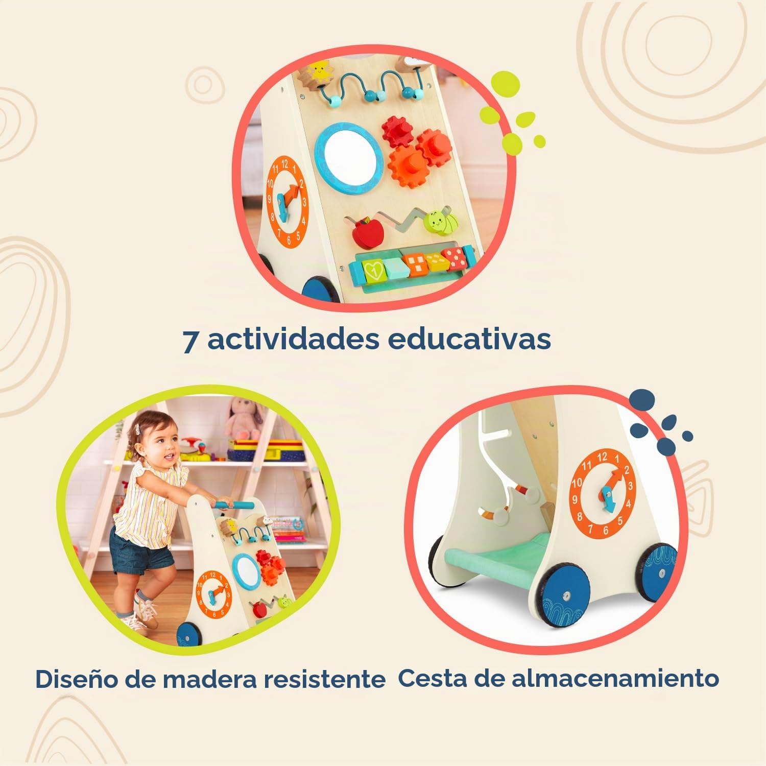 B. toys Little Learning Steps, Andador de Madera Educativo