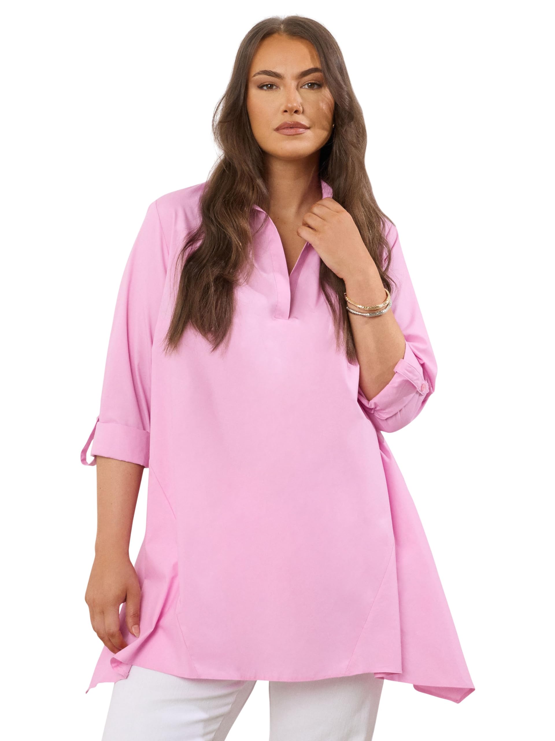 Evans Women's Pink Curve Overhead Shirt - Plus Size Curve