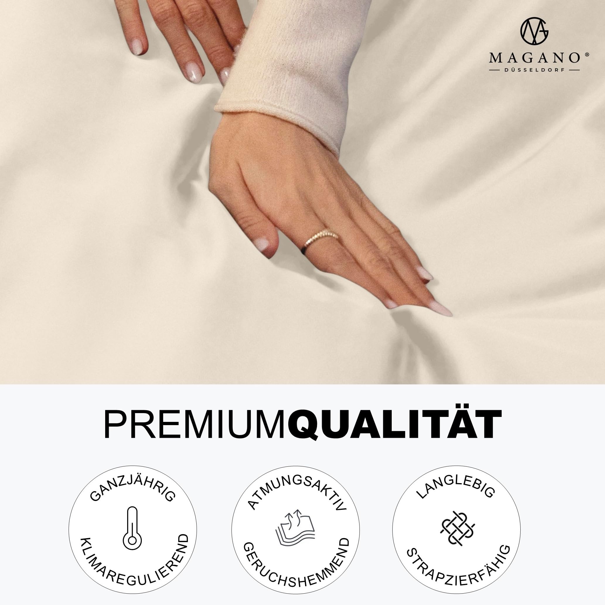 MAGANO® Prześcieradło z gumką premium 200 x 200 cm, beżowe, miękkie i nie wymaga prasowania, hipoalergiczne i oddychające, 200 x 200 cm
