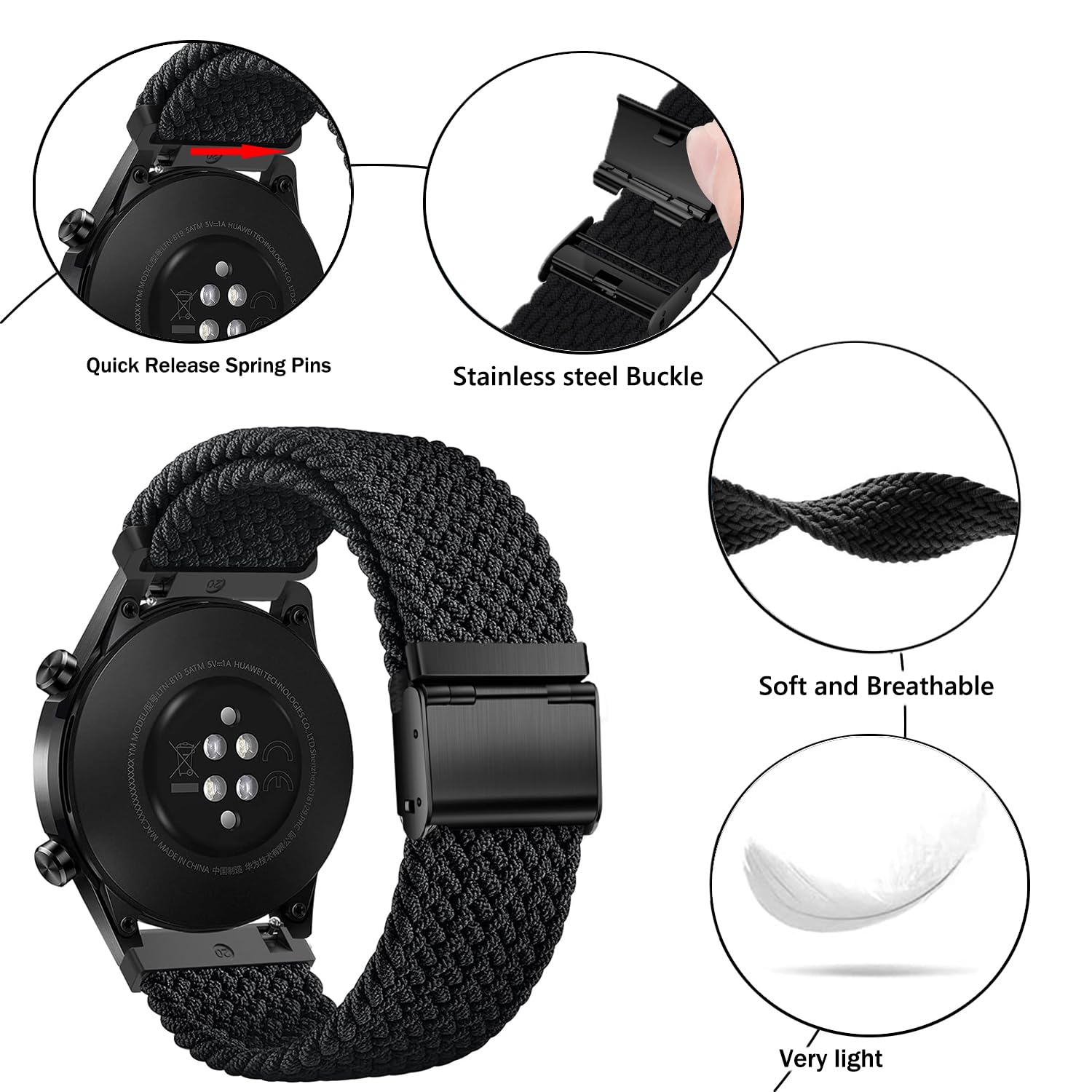 Issinlky Nylon Watch band for Gloryfit Smart Watch P66/P66D/P72/P95 - Image 2