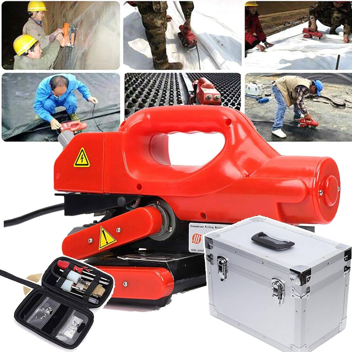 JKJZSALJ Geo-Membrane Overlap Wedge Welder Machine 800W Geomembrane,Temperature And Speed Adjustable, For Sealing 0.2-2.0Mmthick Membrane