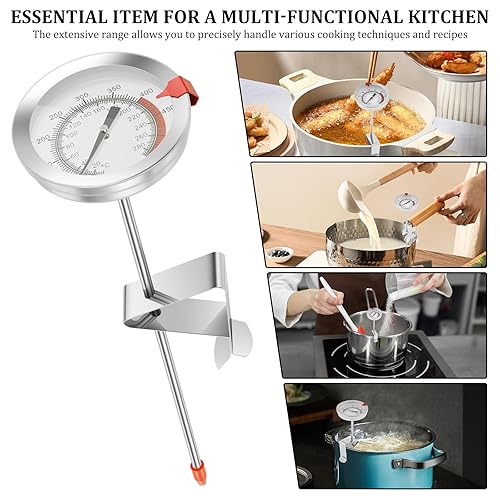 Miniatura 8 de 8.5 Turkey Fryer Thermometer with Pot Clip (2 Pack), 2" dial Candy Thermometer with Pot Clip, Oil Thermometer deep Fry for Cooking Tall pots,