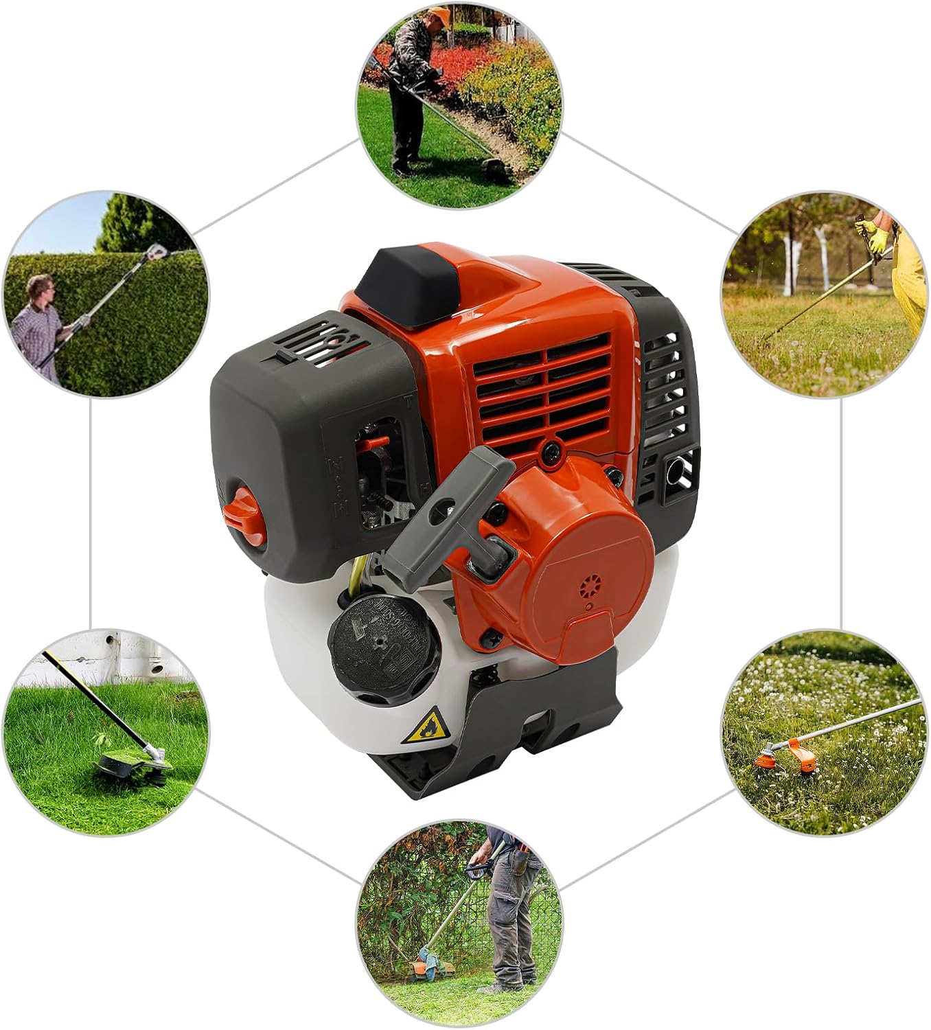 2-Stroke Gasoline Engine 1.47kW Hand-Pull Start - Air-Cooled Compact Powerhouse for Lawn Equipment, Agricultural & Industrial Tools with Translucent Fuel Tank