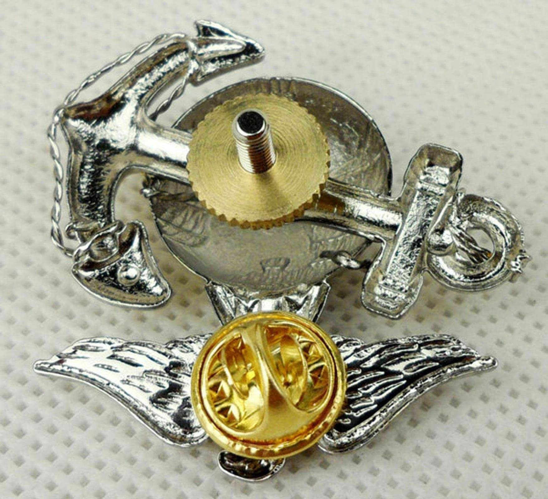 WWII US Navy Marine Corps Officier EGA Barracks Metal Hat Badge Classic Military