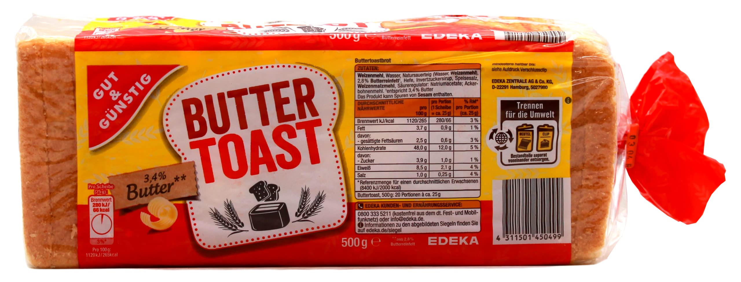 Gut & Günstig Butter Toast, 10er Pack (10 x 500g)