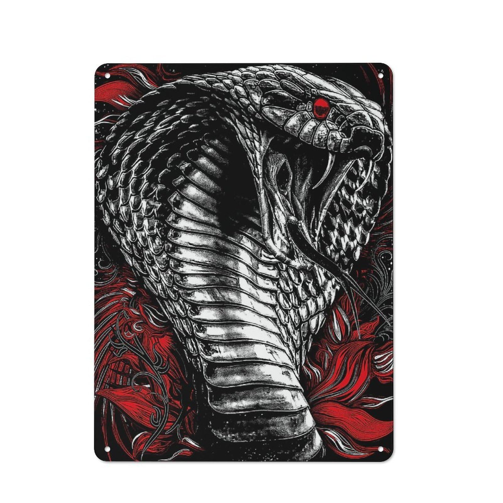 Junmoney Style-13 Old Style Cobra Decorative Tin Plaque 40X30cm, Bar Wall Plaque For Bar, Kitchen, Garage Or Games Room