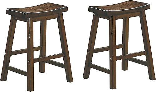 Miniatura 10 de Lexicon Victoria Saddle - Juego de 2 taburetes de bar de madera maciza, taburete de cocina para comedor, asiento de silla sin brazos, perfecto Negro
