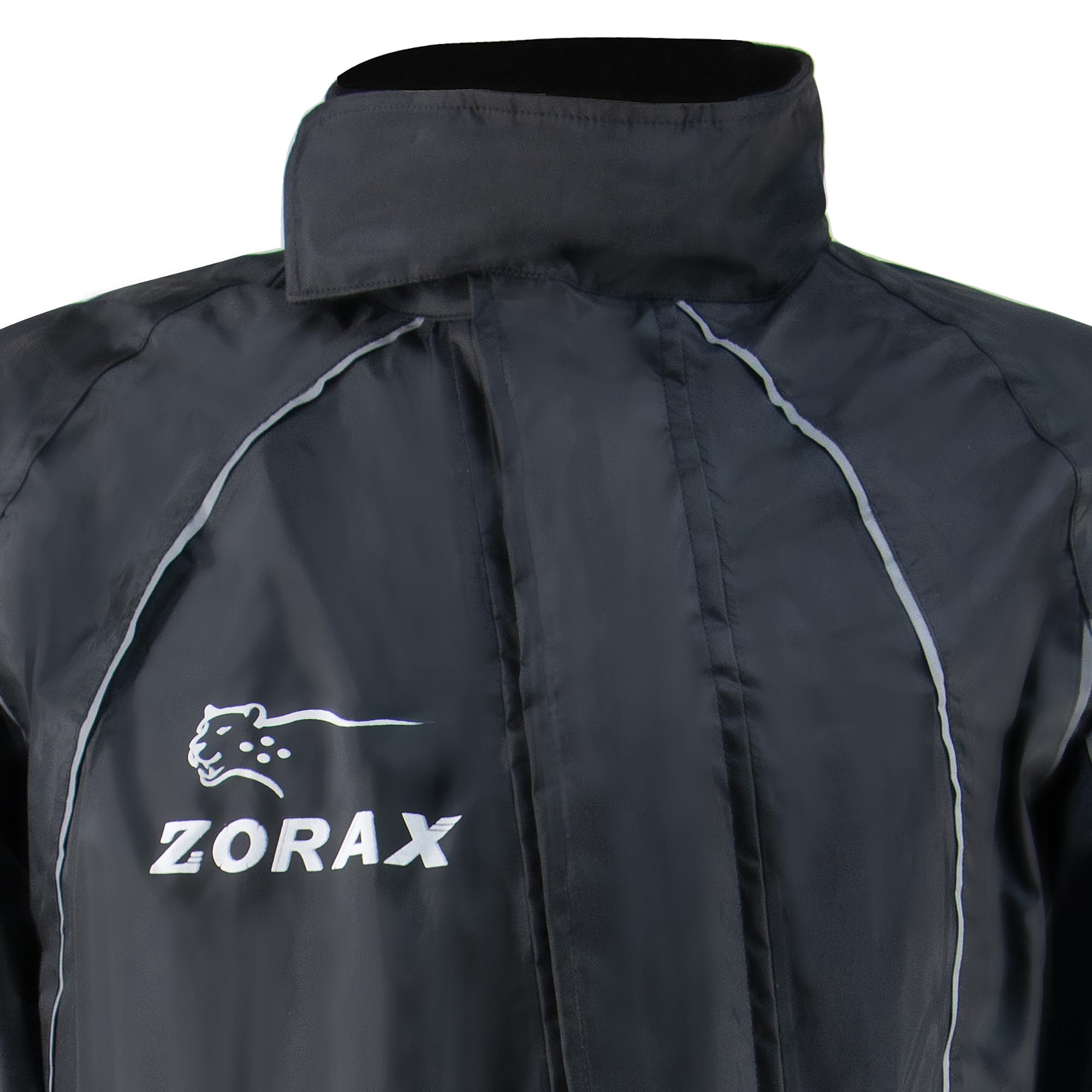 Zorax Wasserdichter winddichter Motorrad-Regenanzug für Herren, Regenbekleidung, Regenmantel, Tragetasche, reflektierende Streifen, Schwarz , 4X-Large