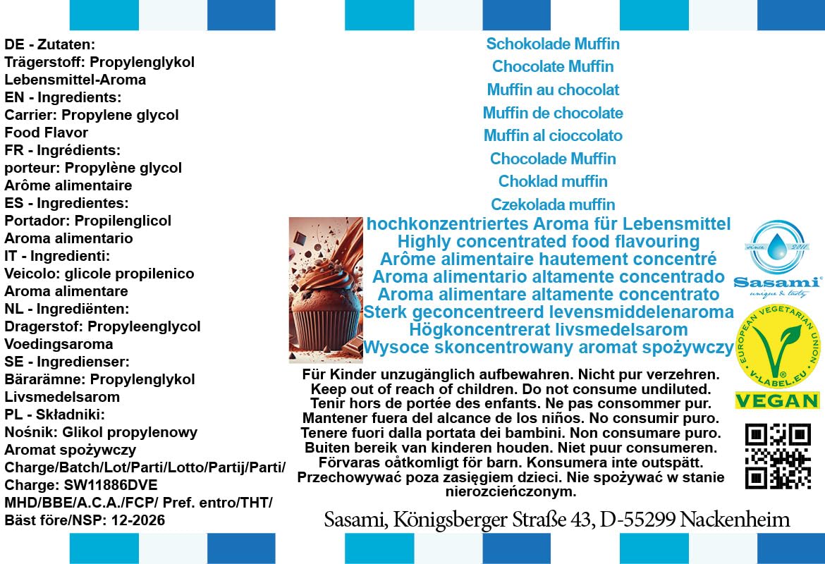 Muffin al cioccolato aroma concentrato - vegano - Sasami - 100ml