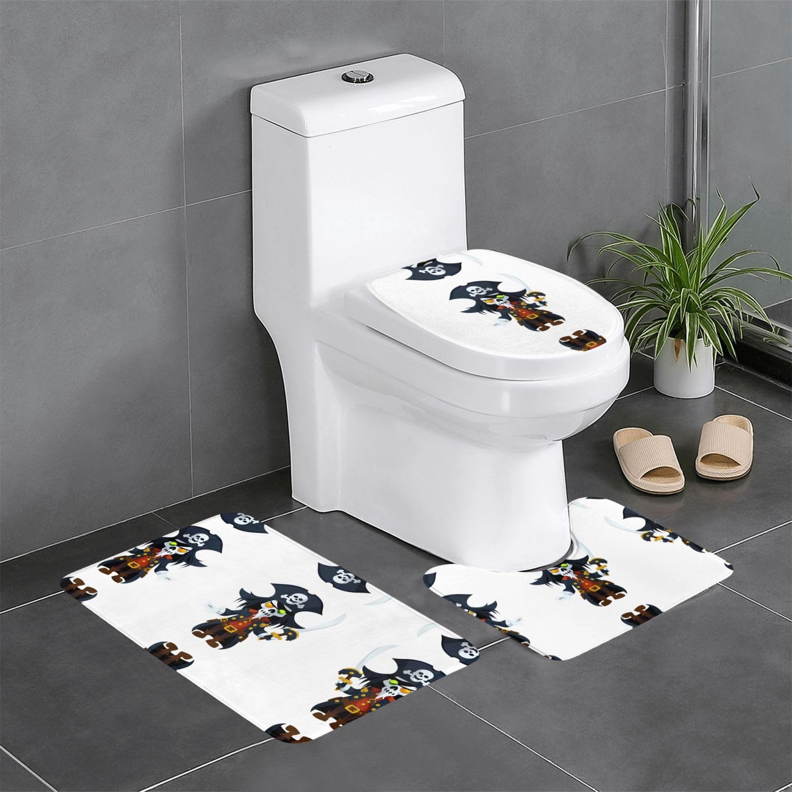 Tapis de salle de bain pirate lot de 3 antidérapants pour toilette et coiffeuse
