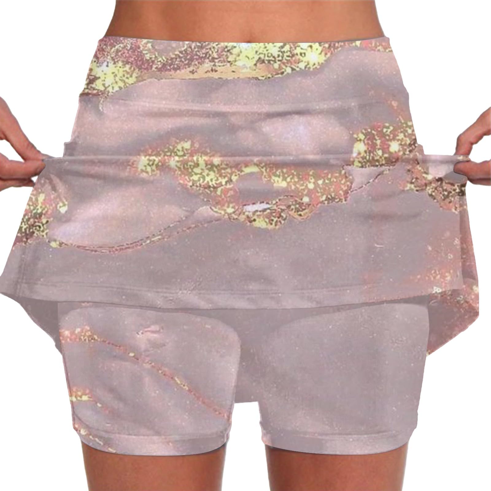 Women's Tennis Yoga Pants Skirts Mid Waist Gym Workout Skorts with Pocket Shorts Quick Dry Athletic Running Skirt