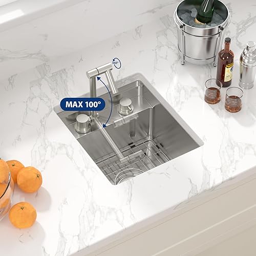 Miniatura 141 de Sarlai - Fregadero empotrado con barra, de 10 x 18 x 8 pulgadas, pequeño, de acero inoxidable, de calibre 16, simple, para RV Acero inoxidable,Negro