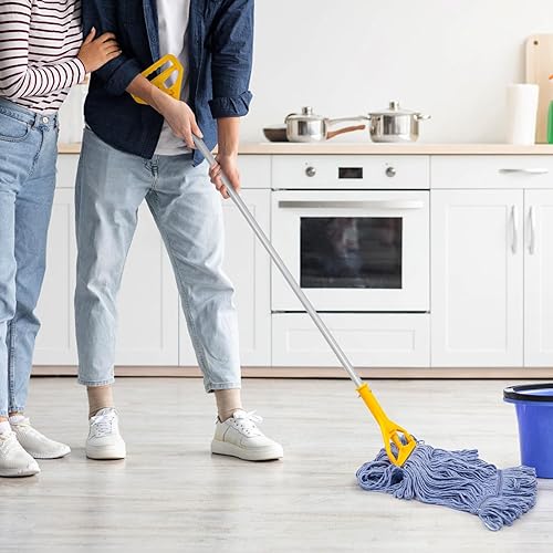 Miniatura 5 de kCarpoly 3 paquetes de cabezal de trapeador pesado, de algodón azul de grado industrial, en forma de anillo, para uso húmedo, reemplazo de la