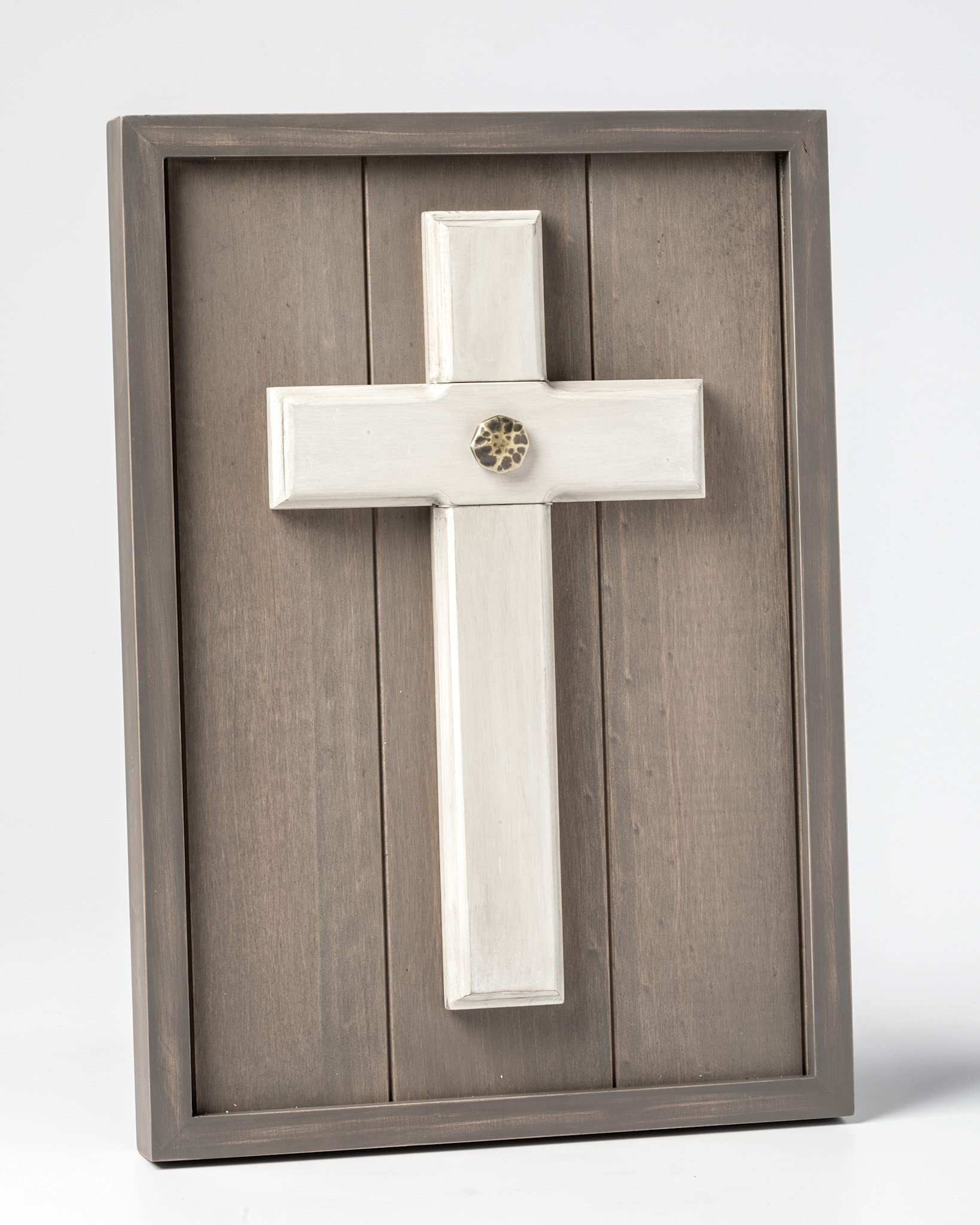 The Unity Cross Hand-Finished Gray Wash for Your Wall; Candle Sand Elegant Alternative