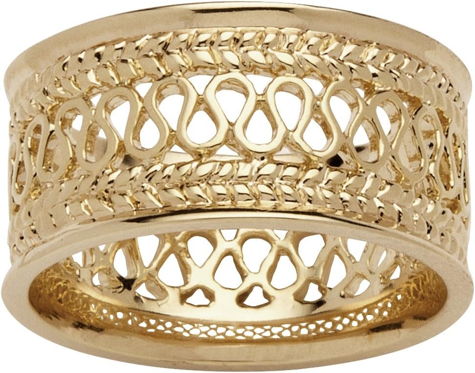 Palm Beach Jewelry 14K Yellow Gold Plated Open Weave Ring (10.5mm)