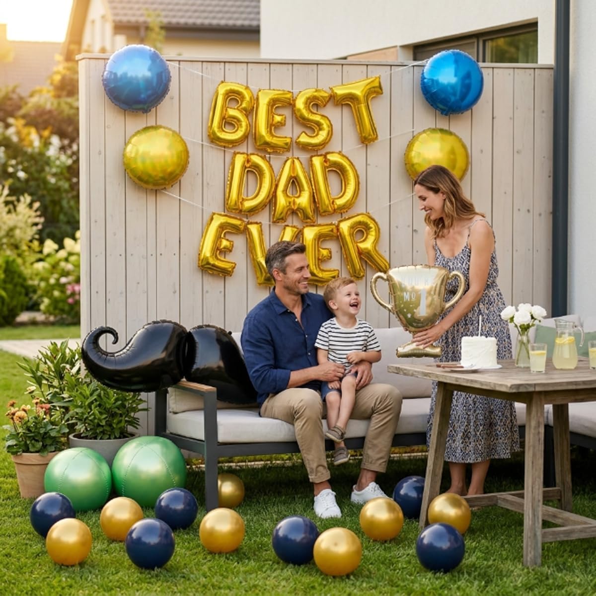 45 PCS Fathers Day Gift for Dad Foil Balloon Party Decorations Balloons Kit, "Best Dad Ever" Letter Balloons Navy Blue Gold Latex Balloons for Father 'You Are No.1', Father's Day Party Decor thumbnail