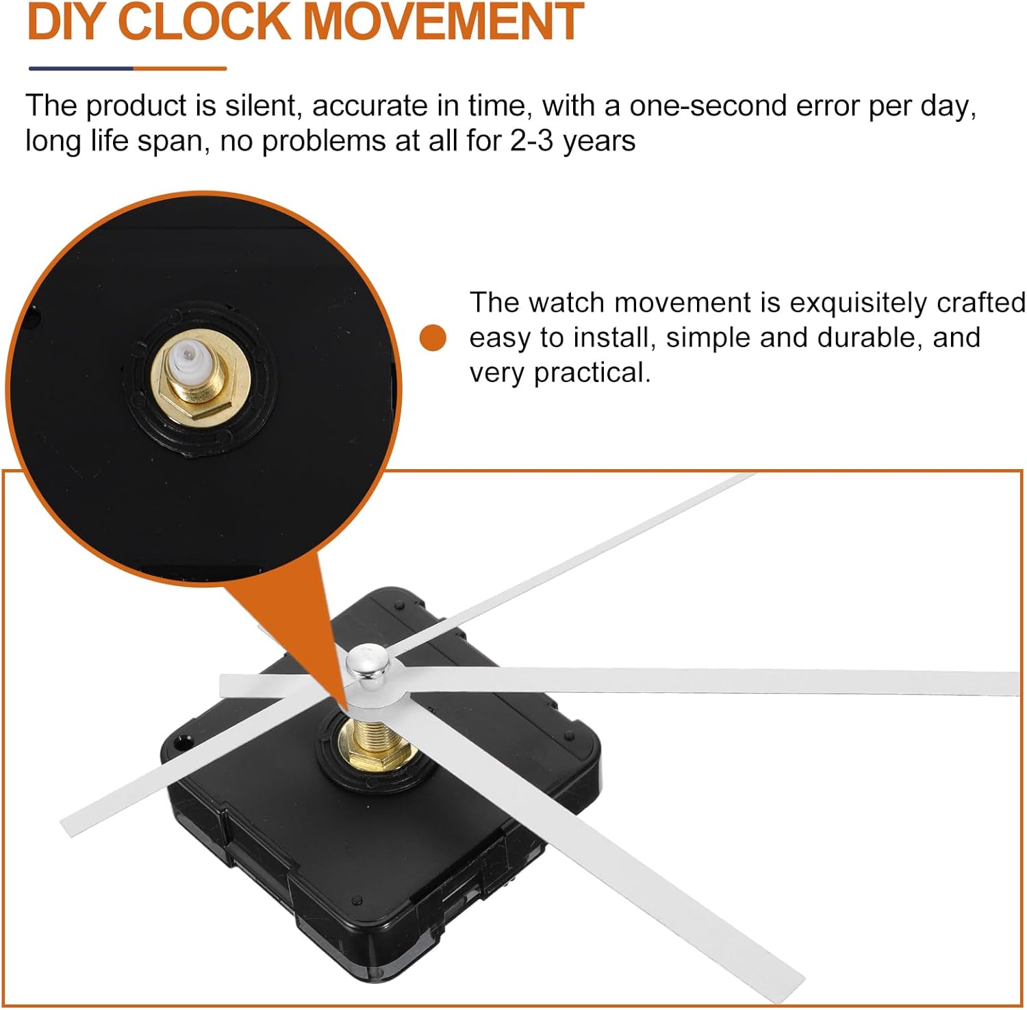 SHINEOFI DIY Quartz Clock Movement Kit, Silent Clock Mechanism Replacement with Silver Hands