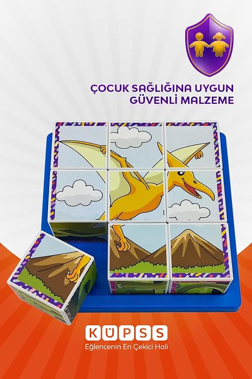 KÜPSS Dinosaurs 3D Puzzle Series 1 - (9 Cube 6 Dinosaur Puzzle)