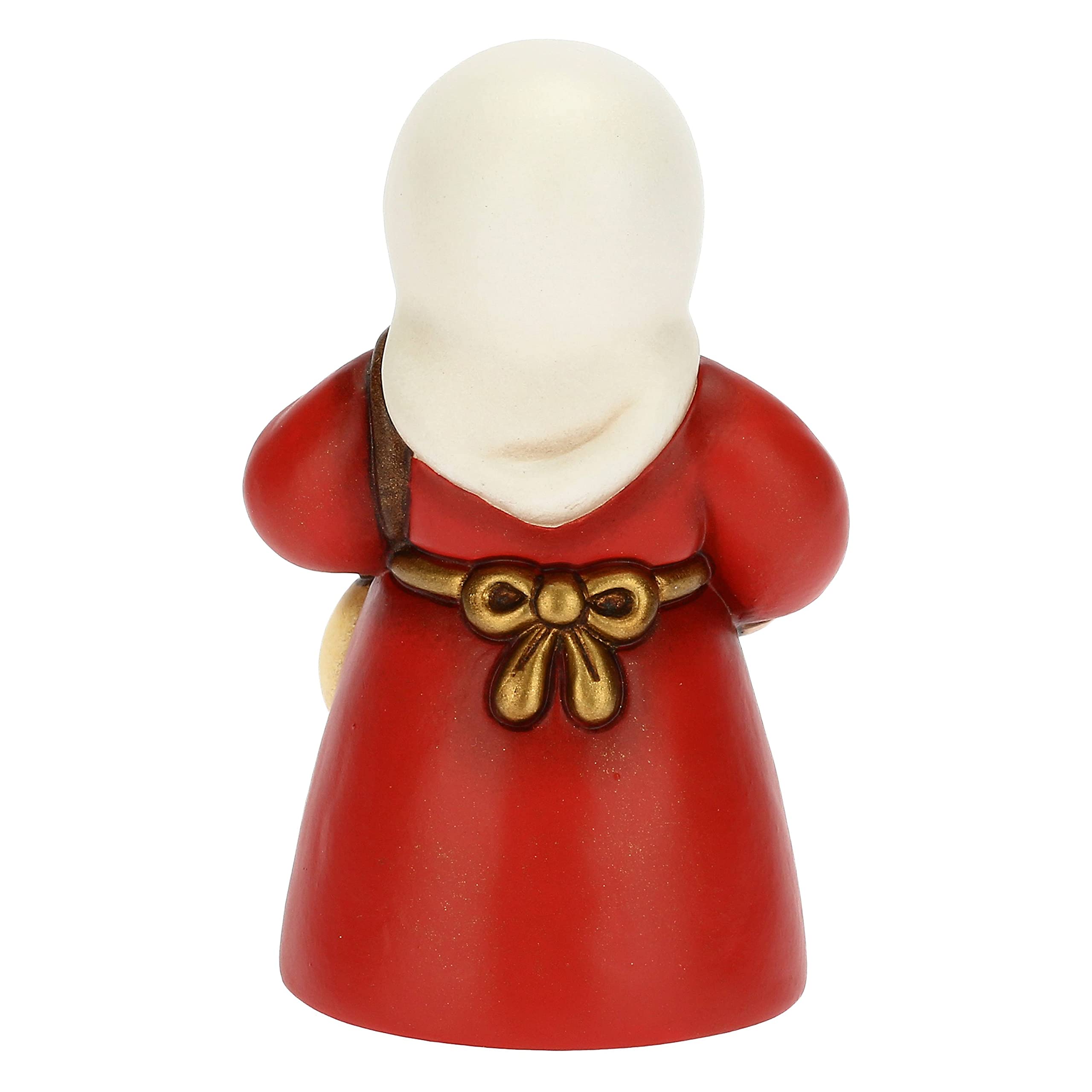 THUN - Presepe 2022 - Statuina Presepe Donna con Formaggio in Ceramica Decorata a Mano, Versione Vestito Rosso - Linea Presepe Classico - 5x5x8 cm h