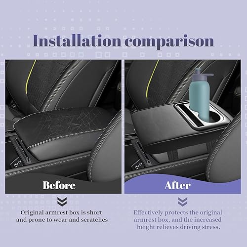 Miniatura 7 de QianBao Reposabrazos para consola central de automóvil, cojín de refuerzo con soporte para tazas, almacenamiento de teléfono móvil, reposabrazos