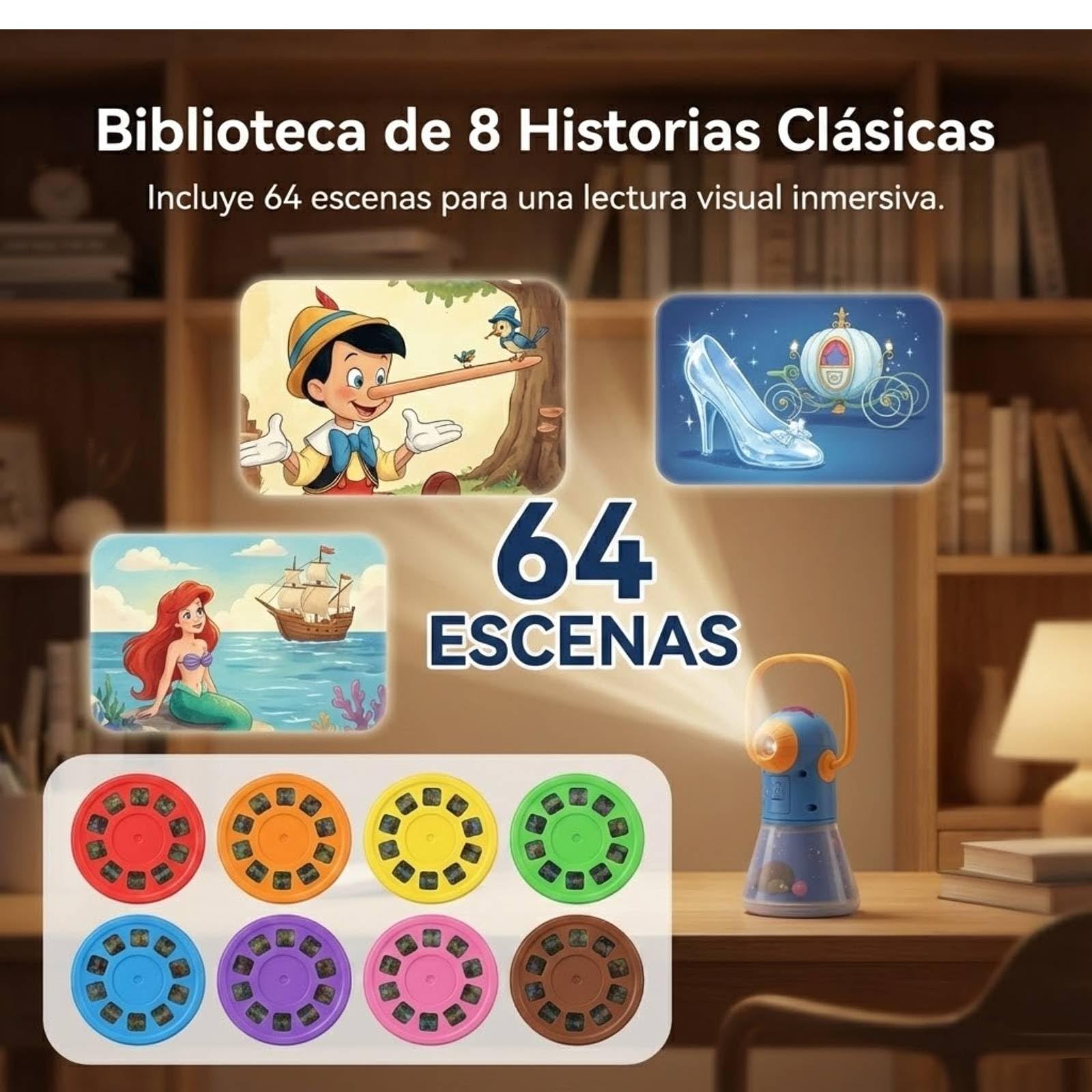 Lámpara de Proyección Multifuncional, Proyector de Historias y Cielo Estrellado, Luz Ambiental y de Sueño Portátil para Dormitorio Regalos