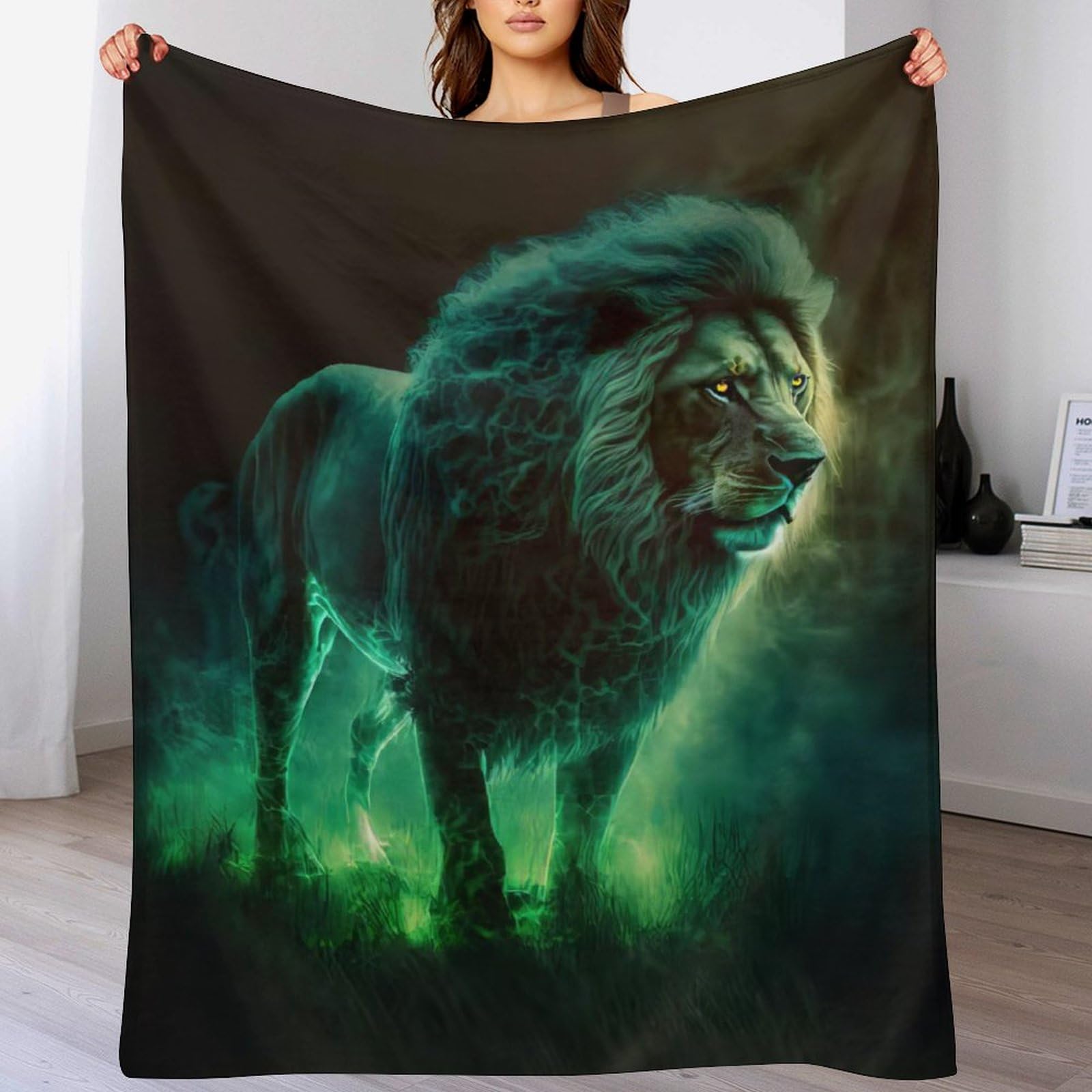 Couverture molleton de flanelle lion pour vos soirées cocooning au salon