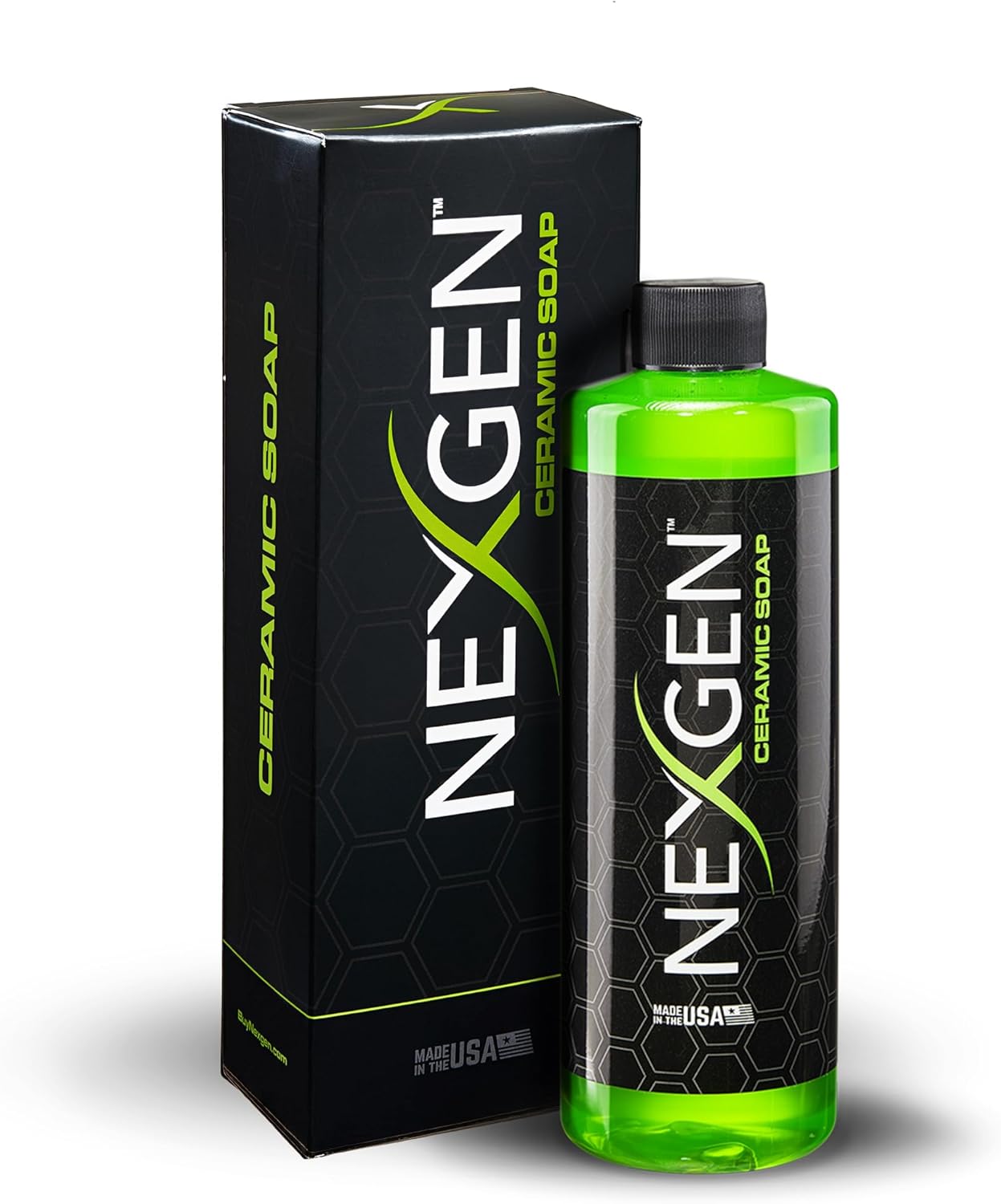 Nexgen Premium Ceramic Soap (16oz) - Dual-Action Formula Car Wash Soap with SiO2 for Cleaning & Protection - Hydrophobic Water-Beading`- Car Cleaning Supplies - Safe for Paint, Glass, Chrome & More