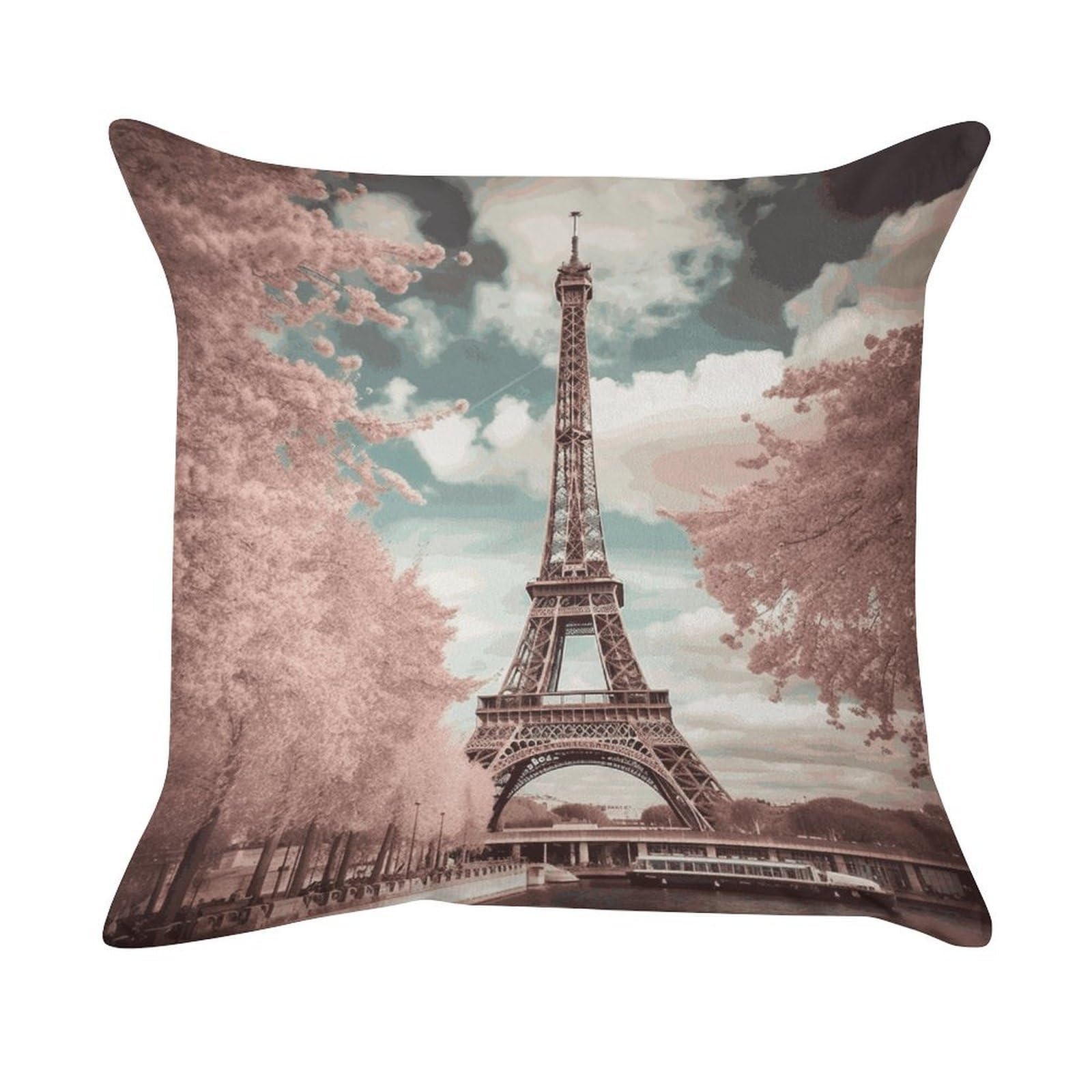 FekiLoot Vintage Style Eiffel Tower Paris Pillowcase Velvet Throw Pillow Cover Ultra Soft Lumbar Pillow Shells Square Cushion Cases with Zipper Luxury Cozy Pillows Shams for All Seasons