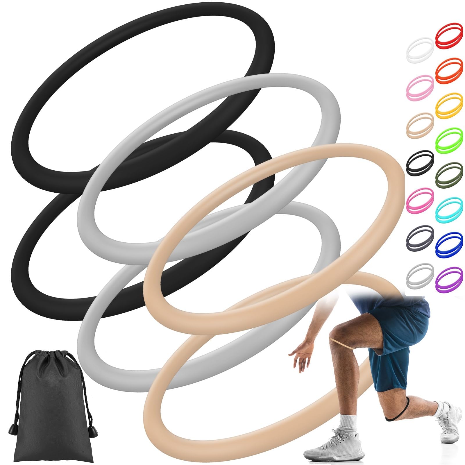 Foilswirl Silicone Patella Knee Band for Basketball Patella Tendon Support Knee Pain Running Tendon Brace Support Strap(6,Black,Nude Color,Gray,M)