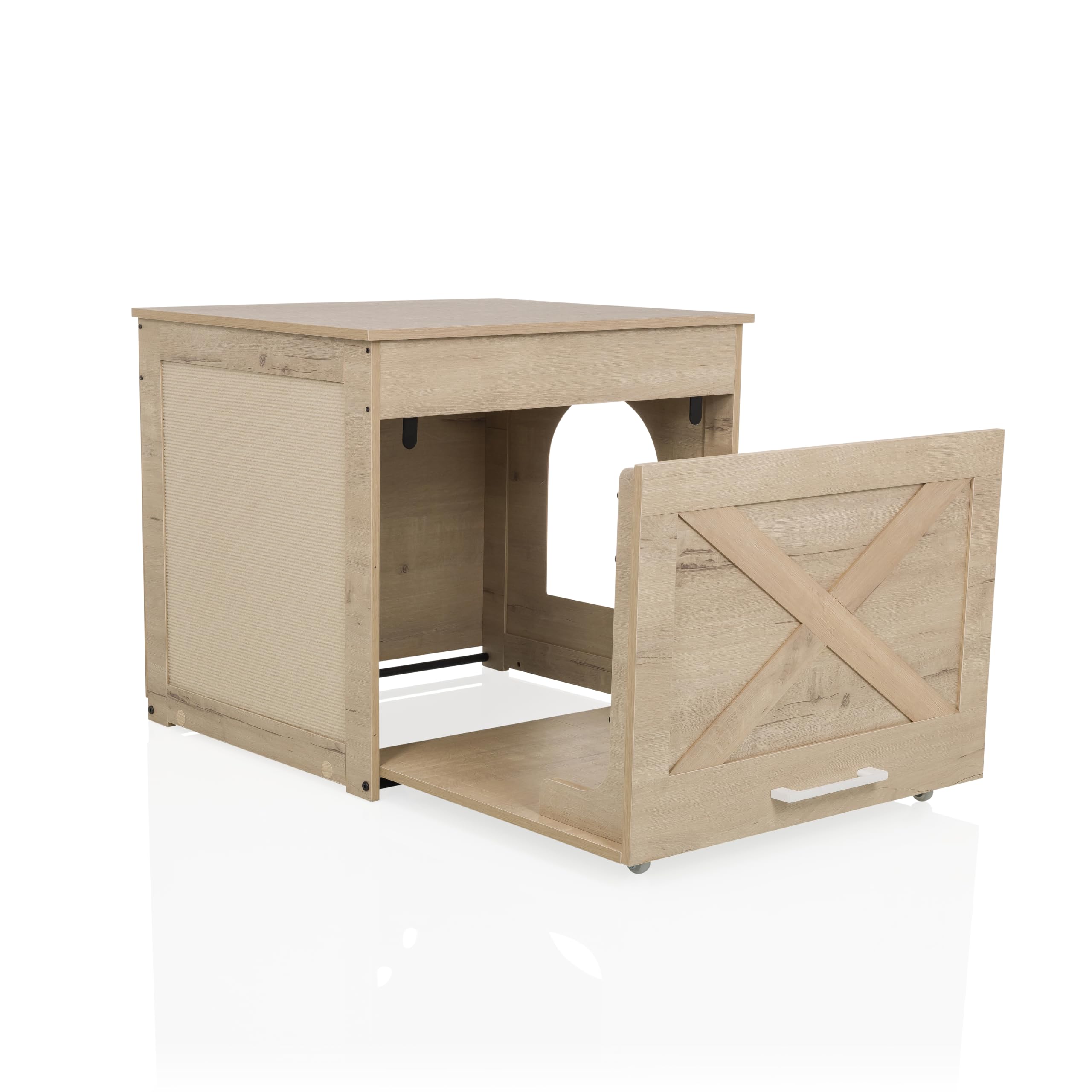 hjh LVING Domek dla kota do domu, 60 x 50 x 53,2 cm, Kitty Pawbox, 1 szafka na kuwetę dla kotów, legowisko dla kota o obciążeniu do 30 kg, dąb