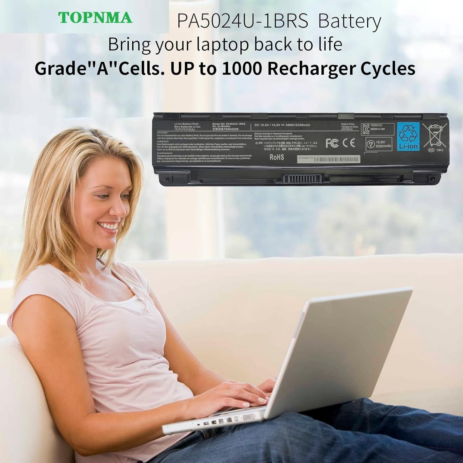 Batteria Per Toshiba Satellite - 10.8V 4400mAh, Compatibile Con Modelli C850, L800, P850 - Foto 3