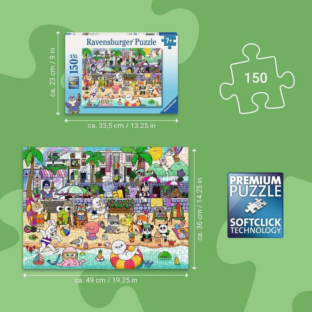 Ravensburger Children's Puzzle 12001704 - Fun on the Beach Promenade - Puzzle with 150 Large Pieces, for Children from 7 Years