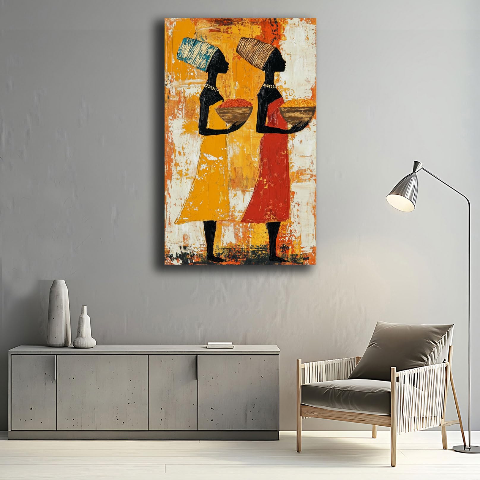 Printerland Quadro Soggiorno moderno Etnico Stampa su tela Canvas Astratto Camera da Letto (1, 50x100 cm, Canvas intelaiato)