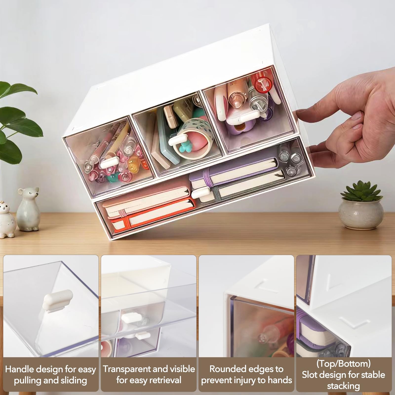 2 cajas de almacenamiento para bolsas de té, cajas de té de plástico para bolsas de té, cajones apilables, organizadores de cocina, cajas de bolsas de té para café, azúcar, especias