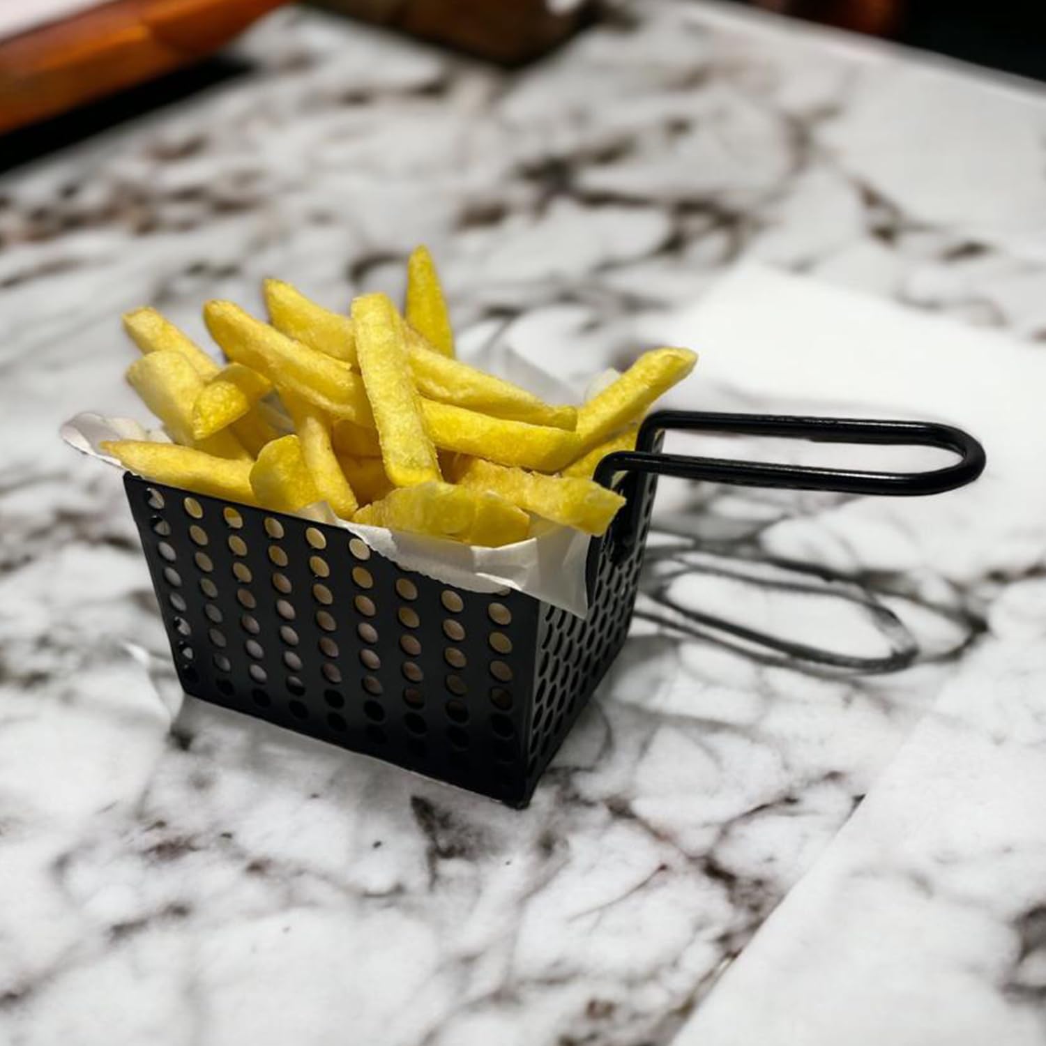 Mini Patateslik, Firütöz Sepeti, Patates Kızartma Sunum Sepeti, Cafe, Restaurant Burger Sunum, Servis Ekipmanı Model-1 SİYAH