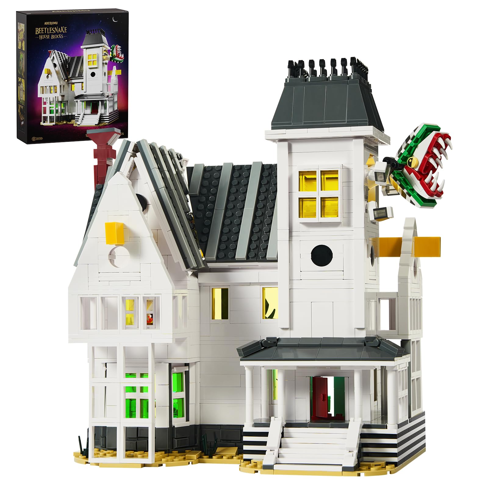 Horror Movie Beetle House Halloween Building Blocks Set, Betelgeuse Sandworm Monster Lydia Deetz Toys Compatible with Lego, Creative Birthday Decor