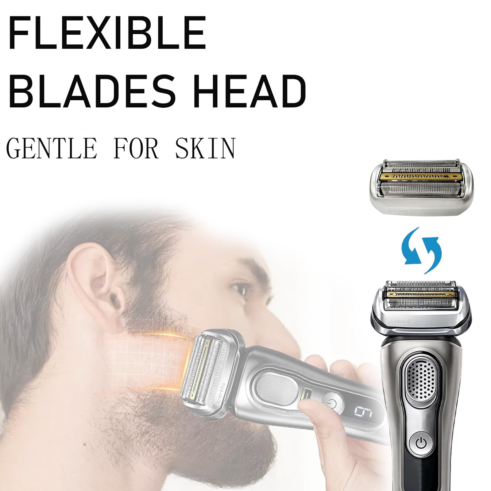 94M Ersatzköpfe für Braun Series 9,Scherkopf Kompatibel mit S9 PRO Rasier 9517s,9527s,9525s,9515s usw,S9 Scherkopf Ersatzklingen Folienkopf Zubehörund Körperpflege von Männern(Silber)