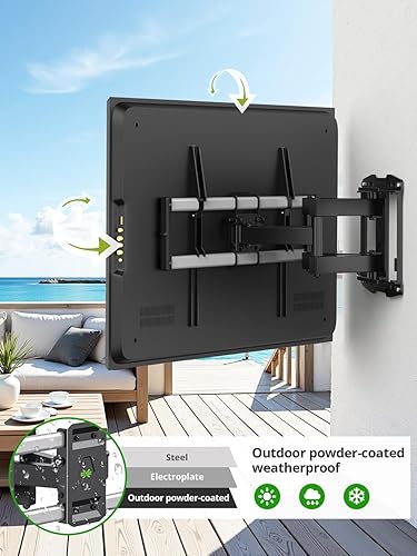 Miniatura 2 de Soporte de pared de TV para exteriores para televisión de 47 a 86 pulgadas, soporte con giro e inclinación, soporte de TV de movimiento completo