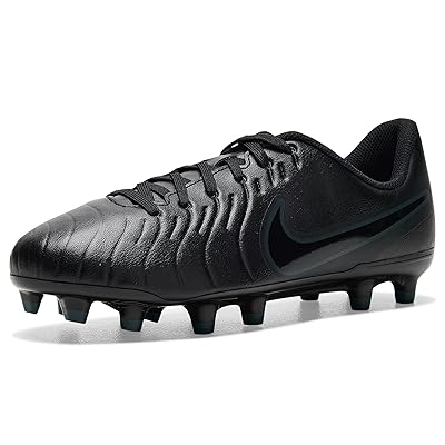 Nike Kids Jr. Tiempo Legend 10 Club Multi ground Low top Soccer Cleats (little Kid/Big Kid) Kids Shoes Black/Black/Deep Jungle