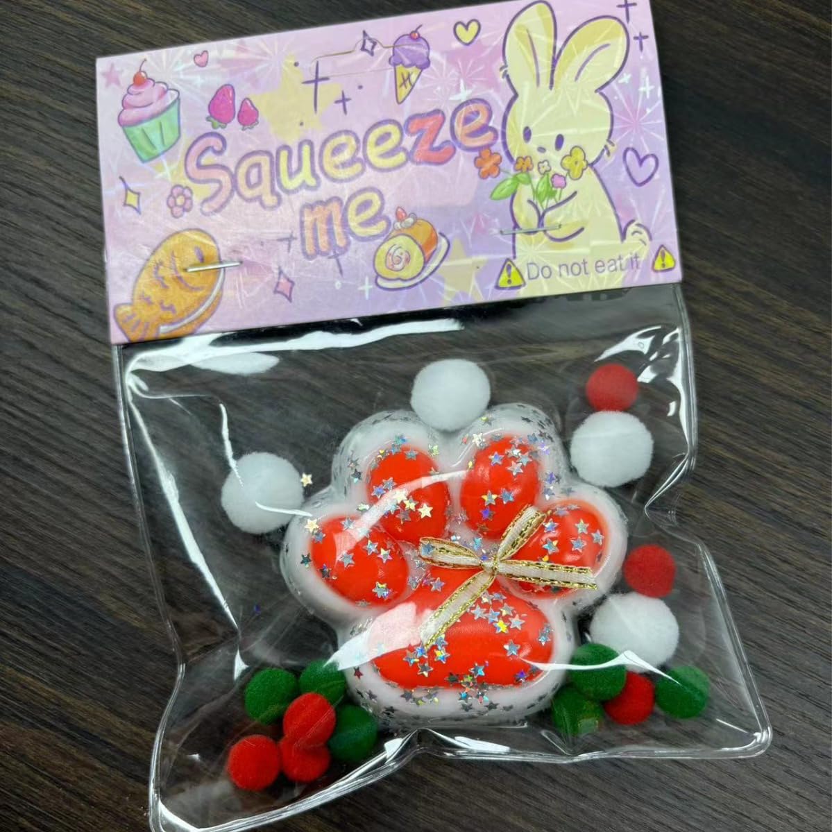 Cute Soft Cat Paw Squeeze Toys, Squishy Cat Paw Squeeze Toys, Ultra Soft Cute Furry Cat Paw Squishy Toy,, Furry Cat Paw Squishy (7cm white red cat claws)