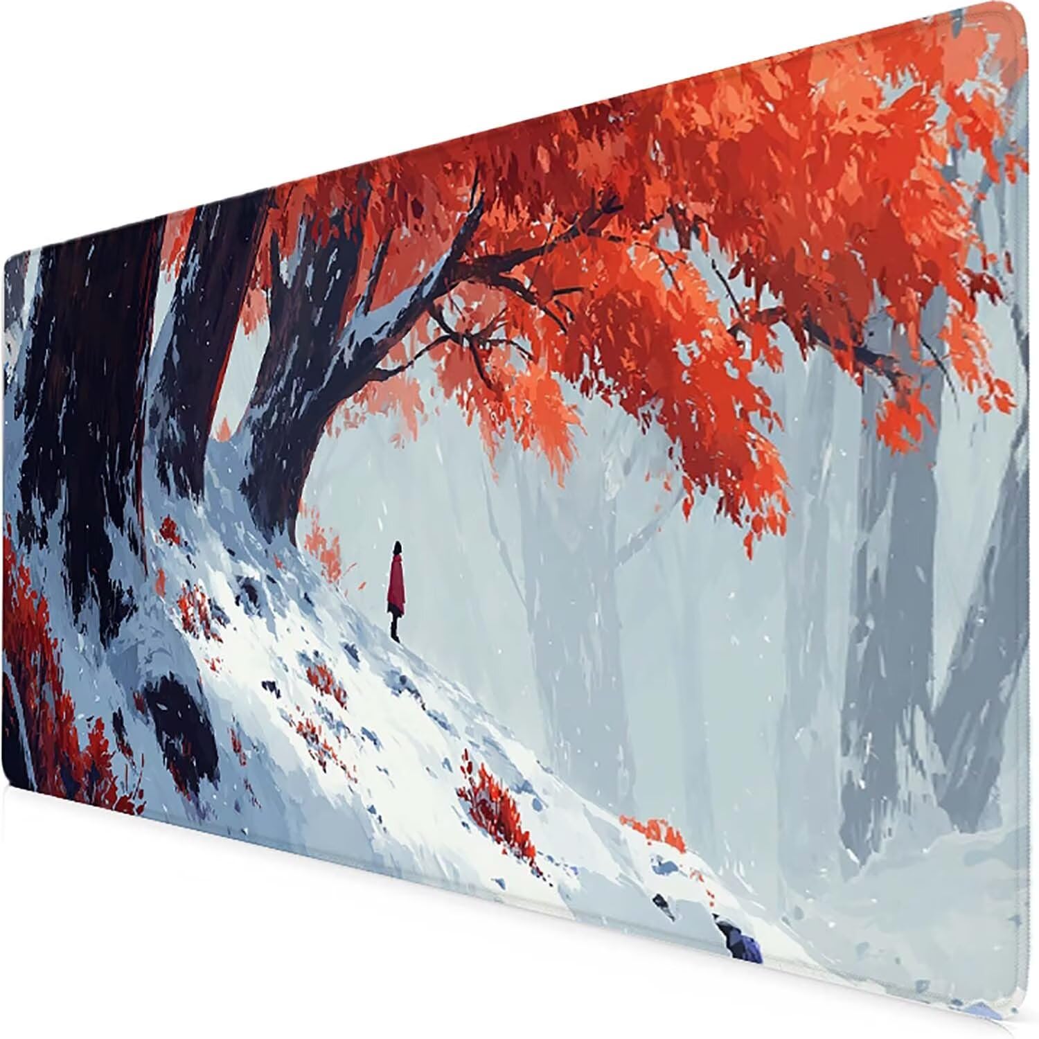Schreibtischunterlage Rot Mauspad Gaming XXL Mousepad wasserdichte rutschfeste Schreibtisch Unterlage, Mauspad Groß Verbessert Präzision und Geschwindigkeit, Gaming Zubehör (Baum,90x40cm) 2-z6843