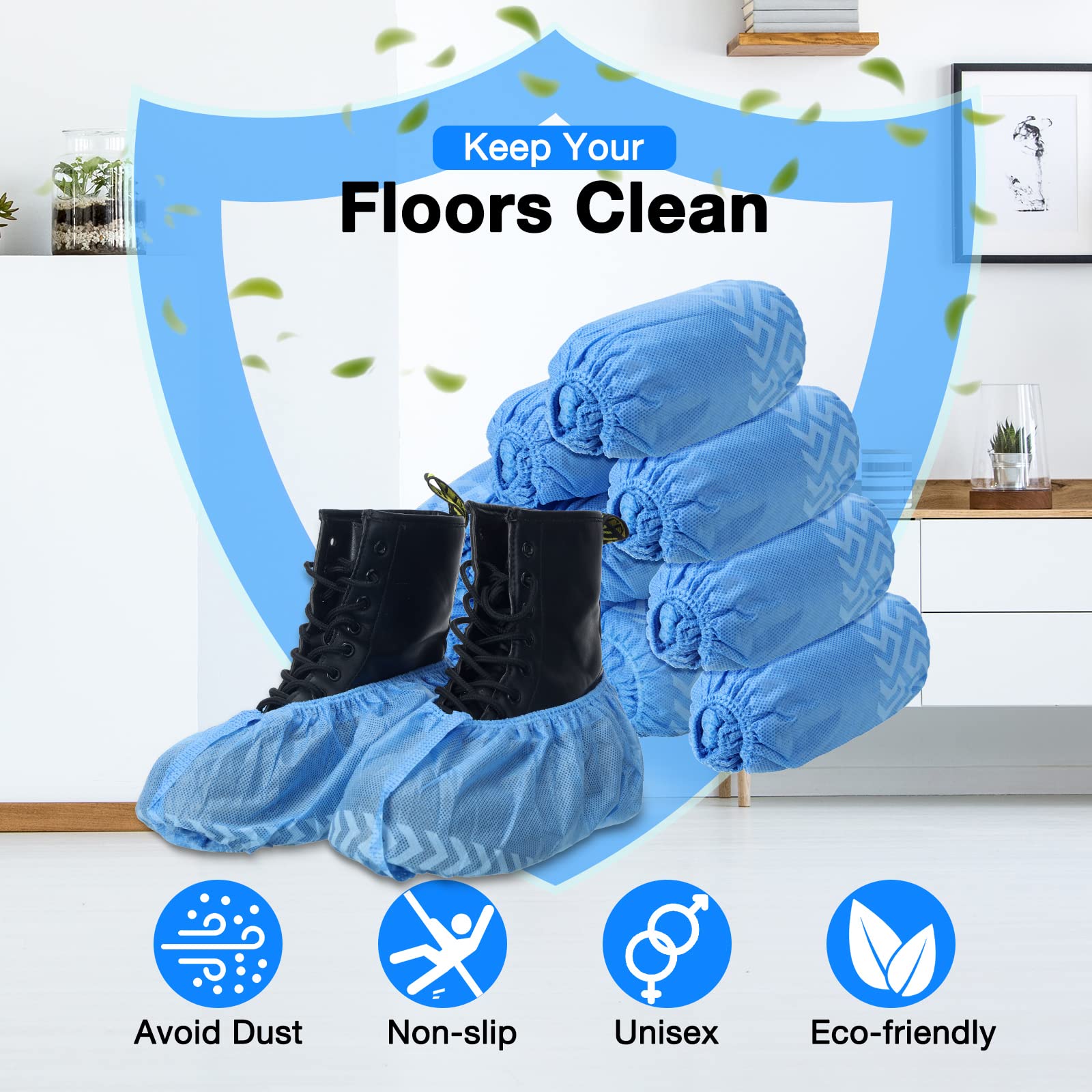 600 fundas desechables para zapatos para botas antideslizantes gruesas y extra para zapatos, fundas duraderas para botas para hombres y mujeres, prácticamente la mayoría de zapatos, color azul