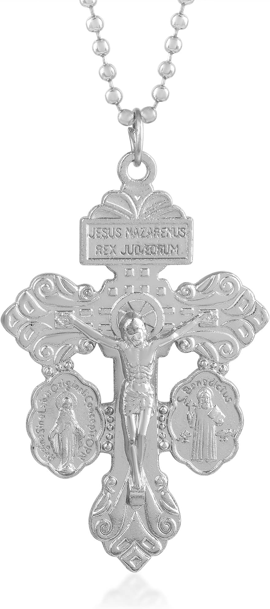 Zumrut� Silver Plated Christ Crucifix Cross Xmas Gift Religious Chain Pendant Locket Necklace Spiritual Jewellery For Men and Women