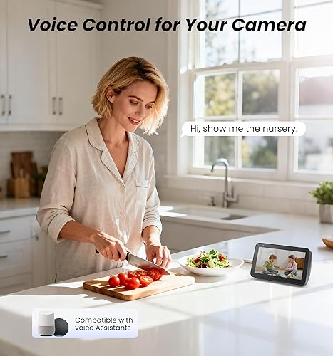 Miniatura 5 de Veise Cámara de seguridad 2K para interiores de 2.4 GHz, cámara panorámica e inclinable de 360 para mascotas con seguimiento de movimiento, monitor