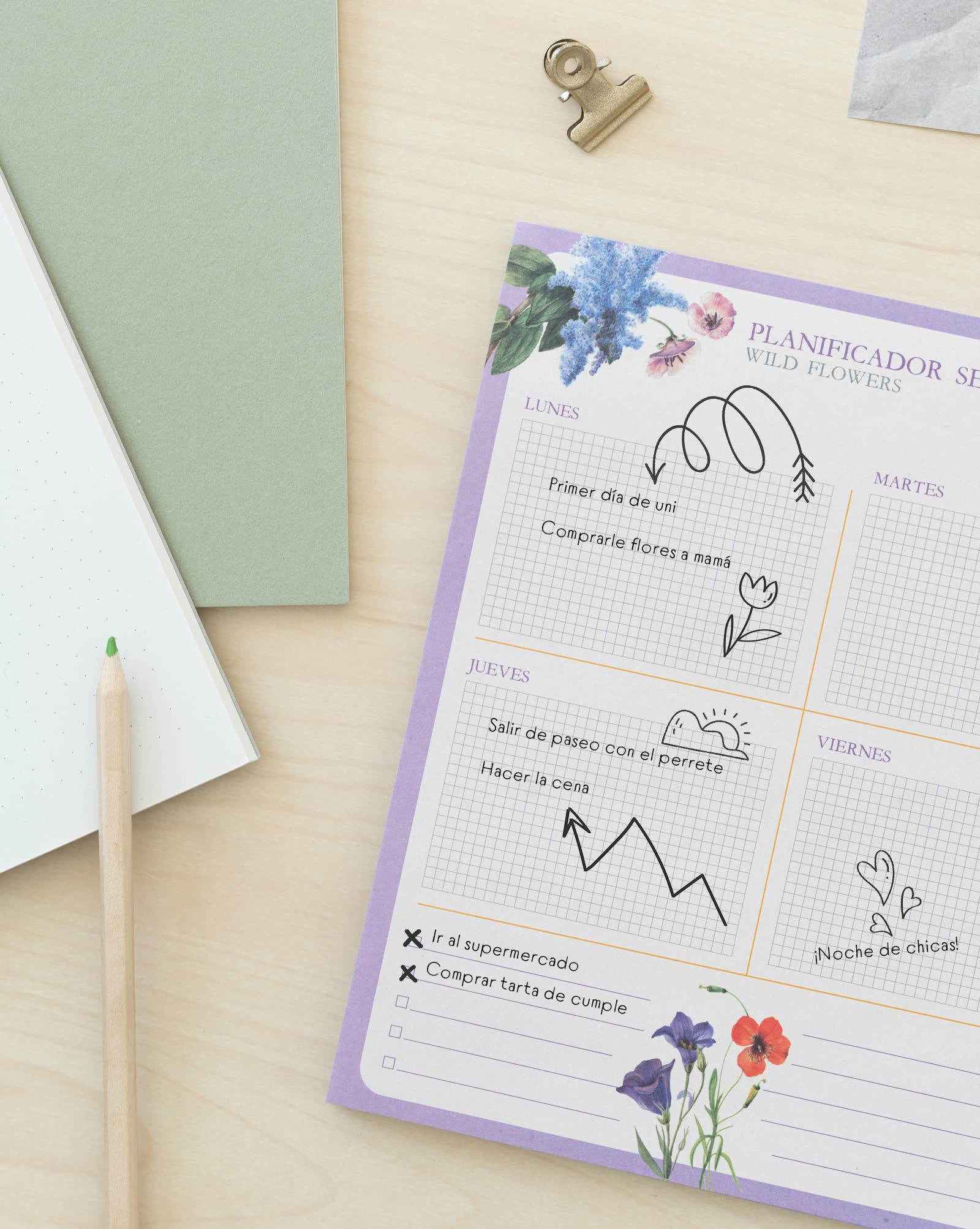 Grupo Erik Weekly Planner A4 In Spanish - Wild Flowers - Image 3