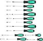 Amazon Basics Magnetic Screwdrivers Set, Includes Phillips, Slotted, Torx, Square, and Stubby Screwdrivers, 12-Piece Hand Tools Set, Turquoise