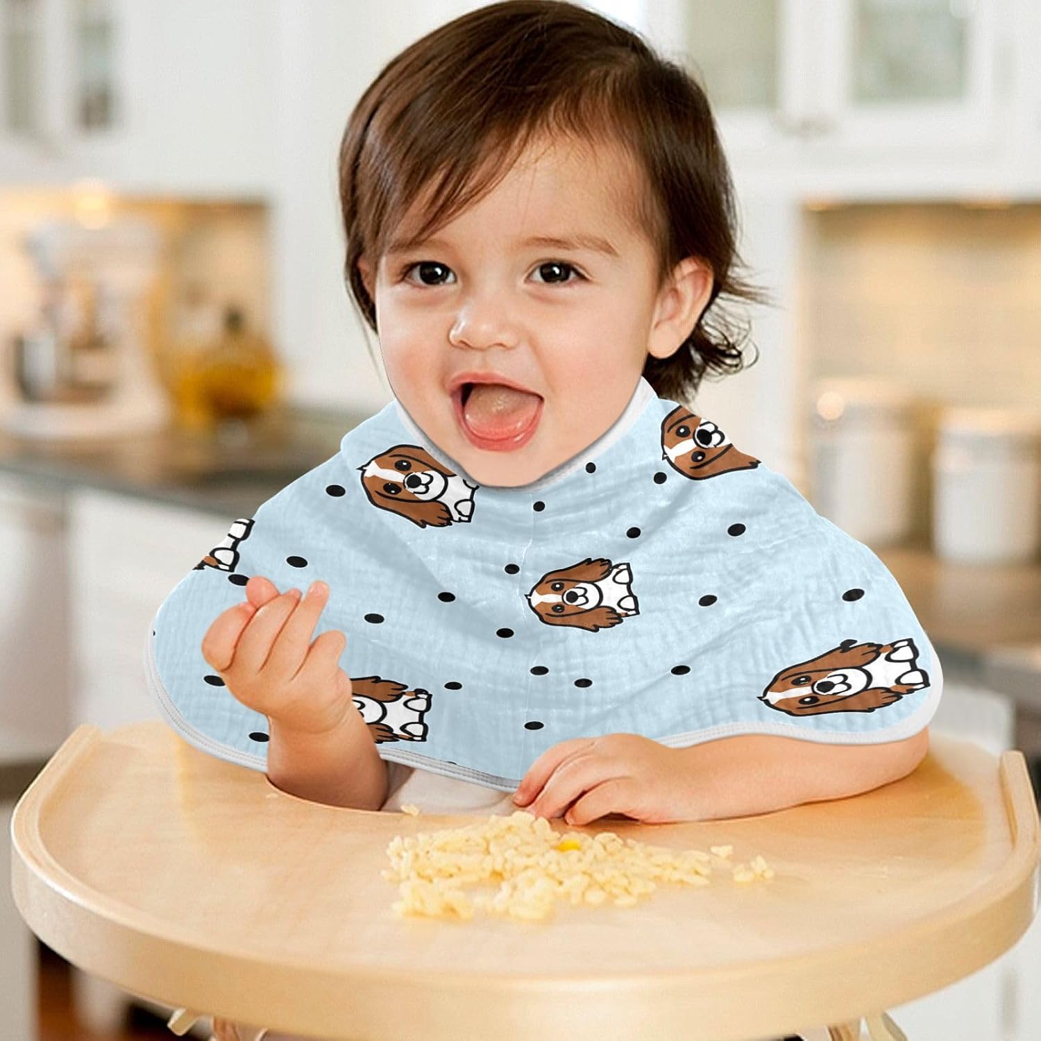 Cute Dogs Pot Pattern Art Baby Burp Cloths -4Pcs Soft Absorbent Muslin Washcloths Bibs Face Towel for Newborn Boys Girls 22 x 11 Inch