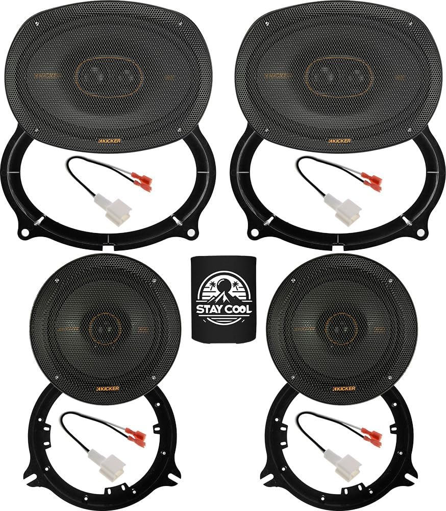 KICKER Speakers 6X9 & 6.5 inch for Nissan Titan/Titan XD 2017-2020 Upgrade Kit - 2 Pairs of KS Series with Adapters and Harness, Car Audio Front & Rear Door Speaker 51KSC69304 & 51KSC6504