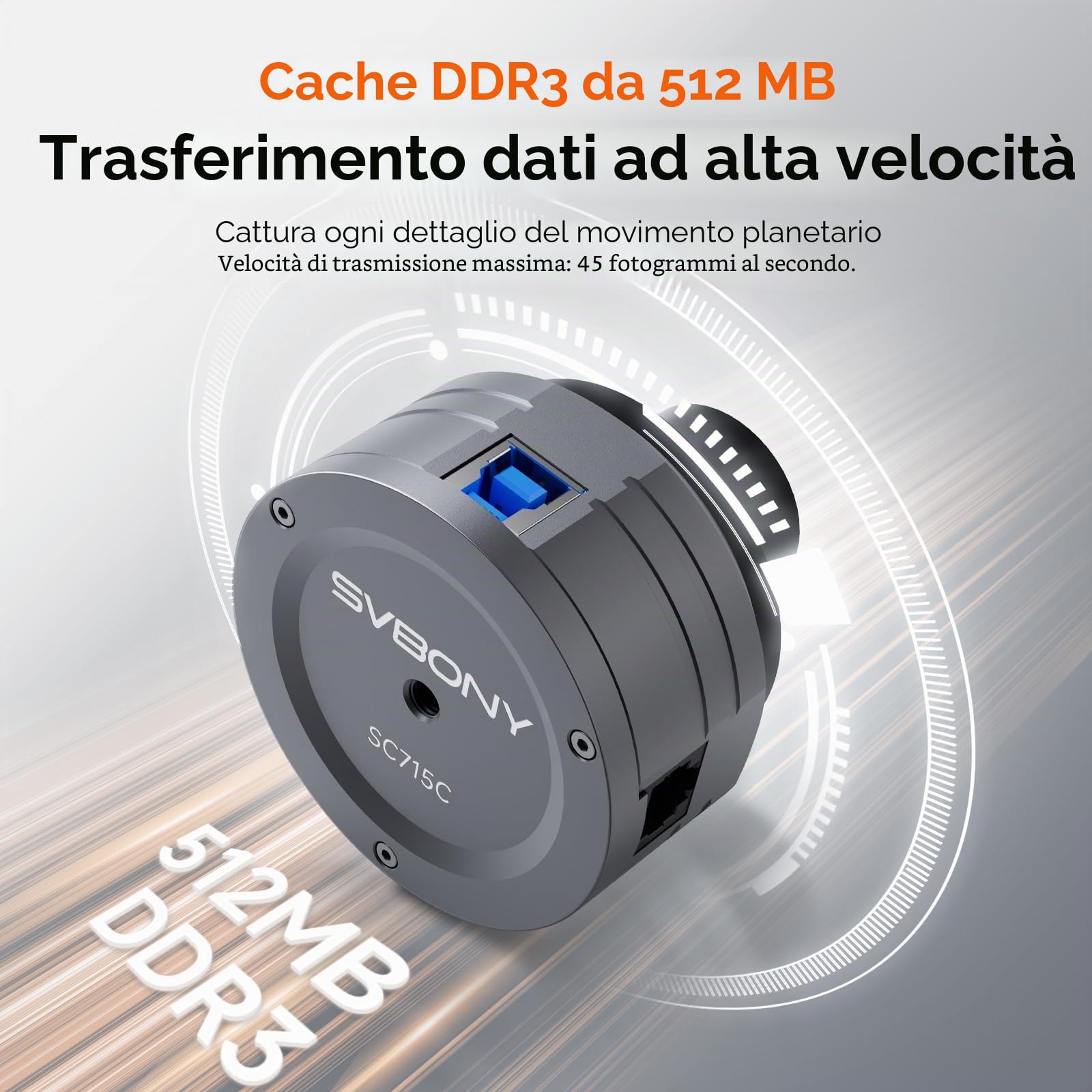 Svbony SC715C Telescopio con Pixel da 1,45 μm, Oculare Elettronico CMOS USB3.0, Telecamere Planetarie IMX715 con DDR3 512M e Porta ST4, per Fotografia Planetaria, Imaging con Microscopi