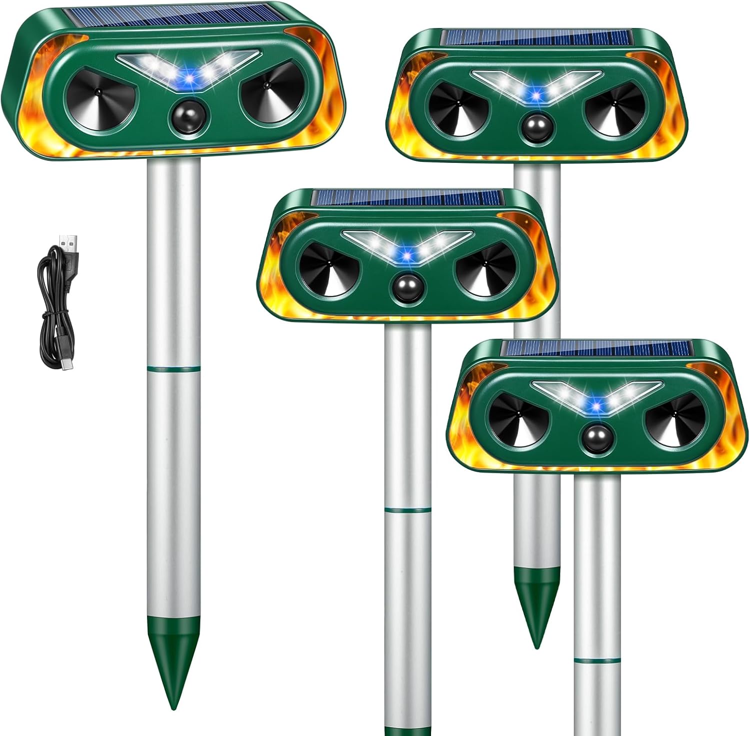 2026 Solar Ultrasonic Animal Repellent Outdoor Cat Deterrent Deer Repellent Devices,Upgraded Waterproof Dog Repeller with Motion Sensor,Flashing Lights,Scare Squirrels Rabbits Raccoons Skunks Garden